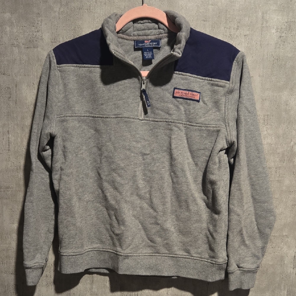 Vineyard Vines Gray and Navy Sweater L